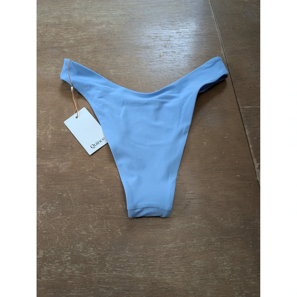 Quince Womens Light Blue High Cut Bikini Bottom Swimwear Size Medium New beach